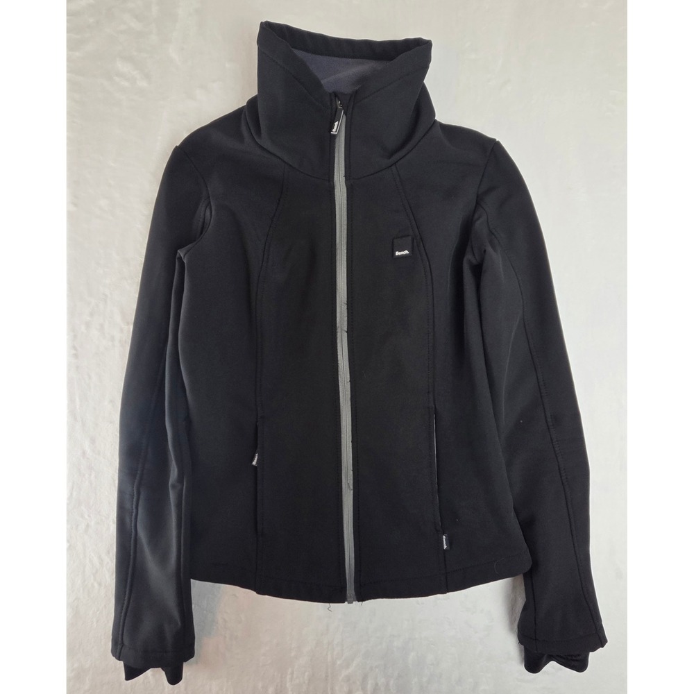 Bench Urbanwear Womens Black Softshell Fleece Lined Jacket Full Zip Funnel Neck